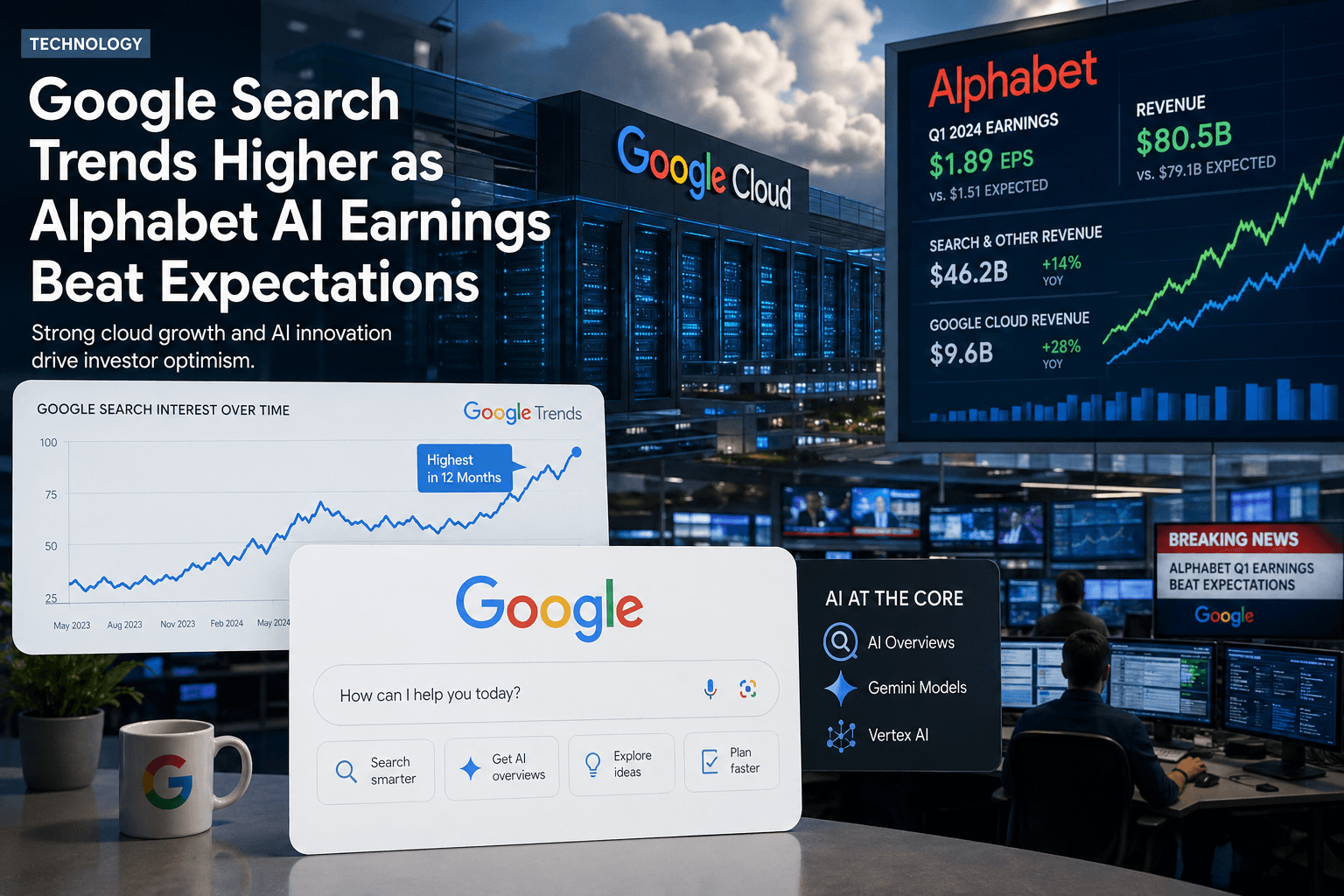 Google search trend spike after Alphabet Q1 2026 AI results