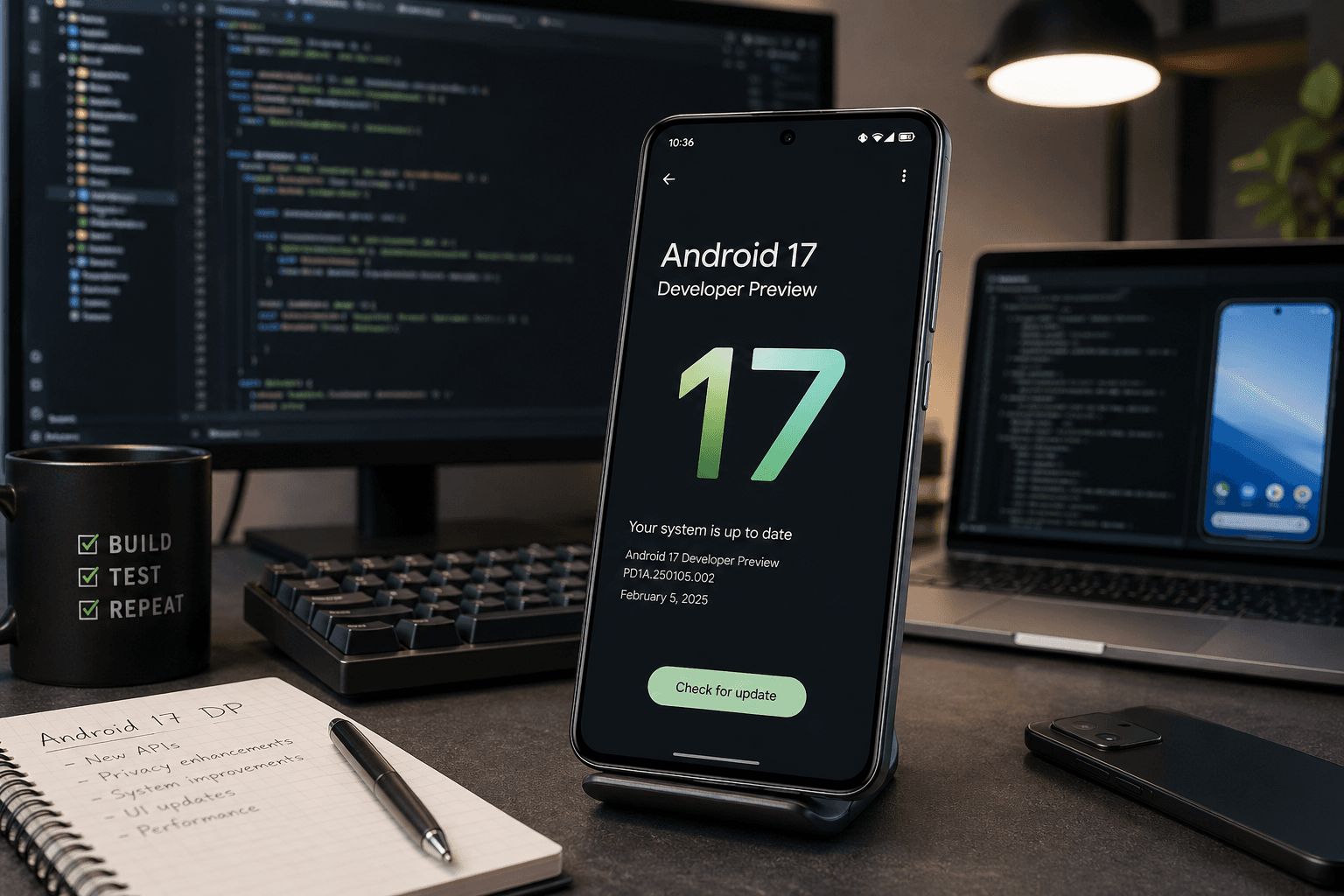 Xiaomi Android 17 developer preview update screen with testing setup
