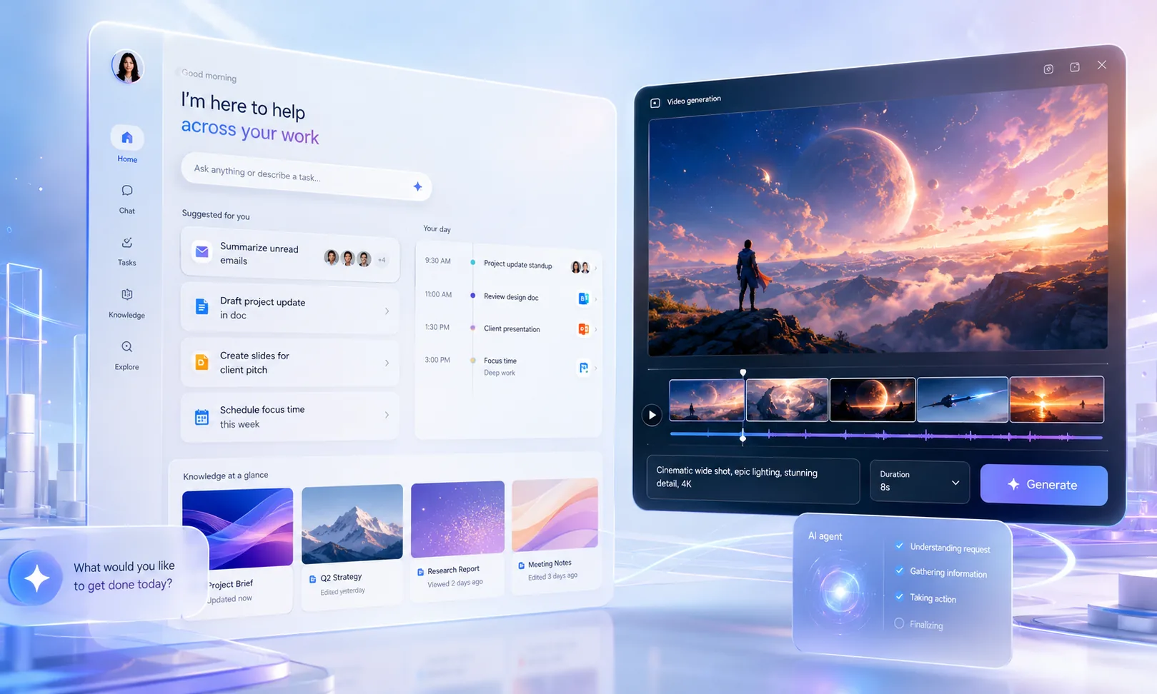 Gemini Spark AI assistant workflow across Google apps and Gemini Omni creator tools