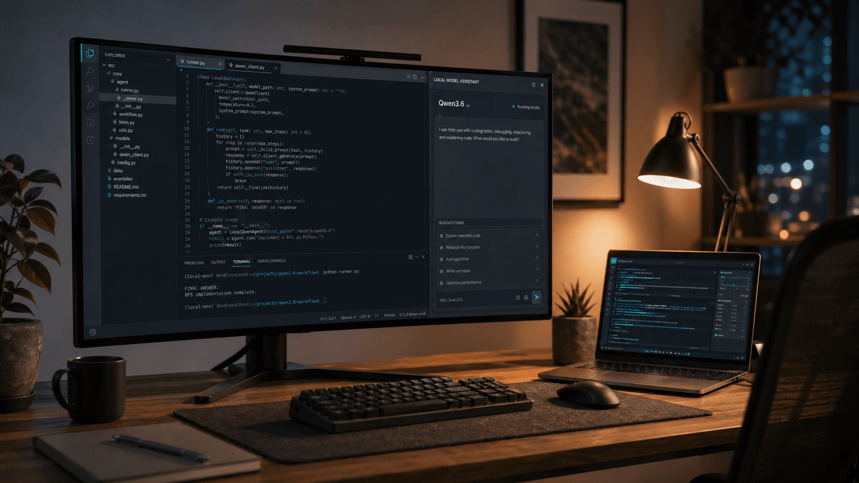 Local AI coding workstation using Qwen3.6 workflows
