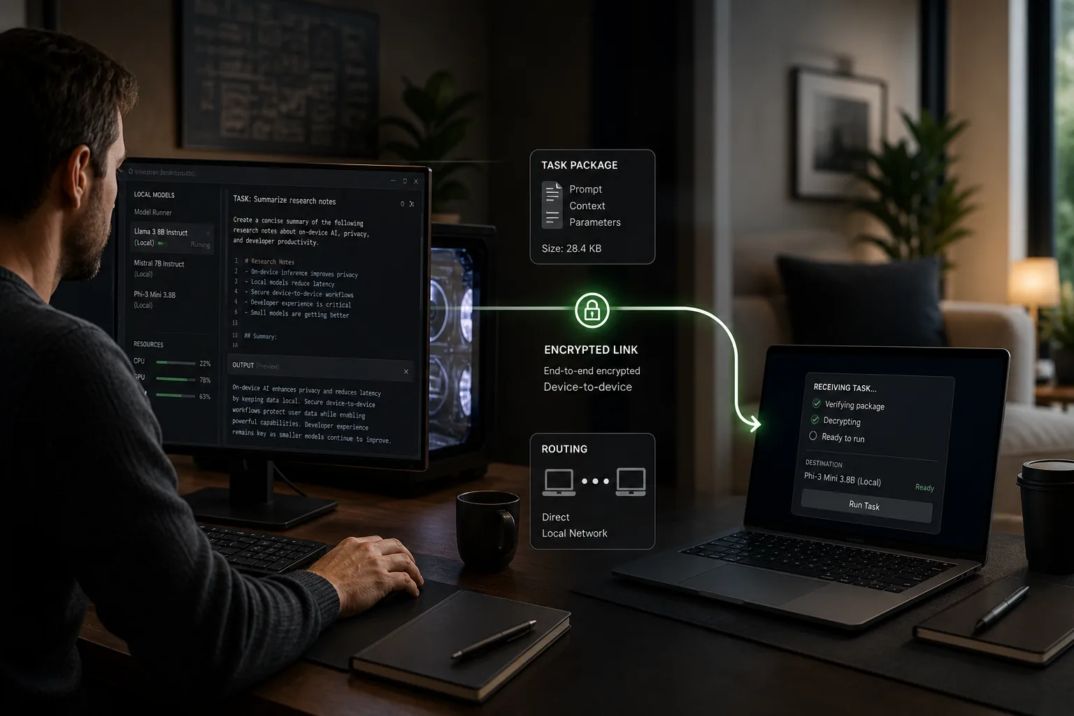 LM Studio local API server workflow across desktop and laptop devices