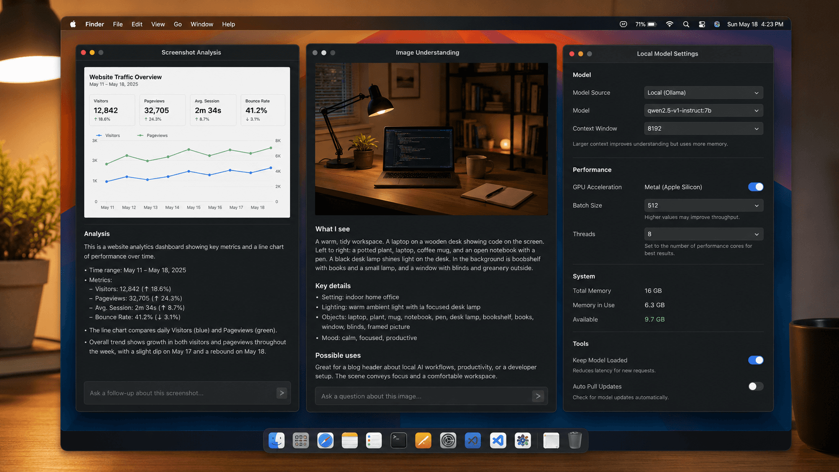 LM Studio local vision model workflow analyzing screenshots and images on macOS