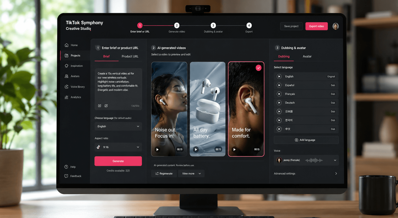 TikTok Symphony Creative Studio workflow with AI video editing and dubbing tools