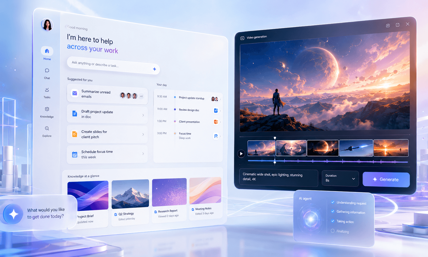 Gemini Spark AI assistant workflow across Google apps and Gemini Omni creator tools