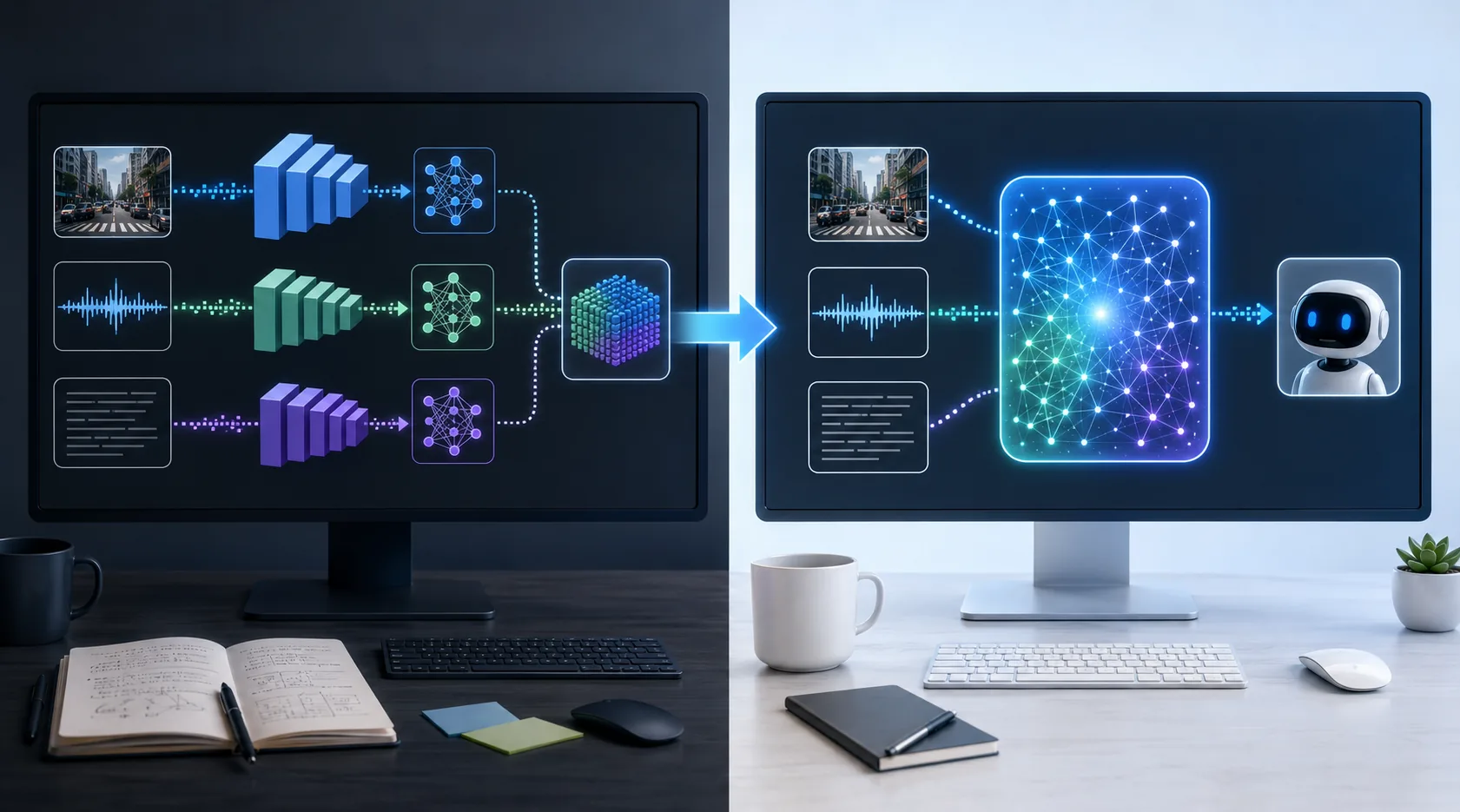Unified multimodal AI agent workflow diagram